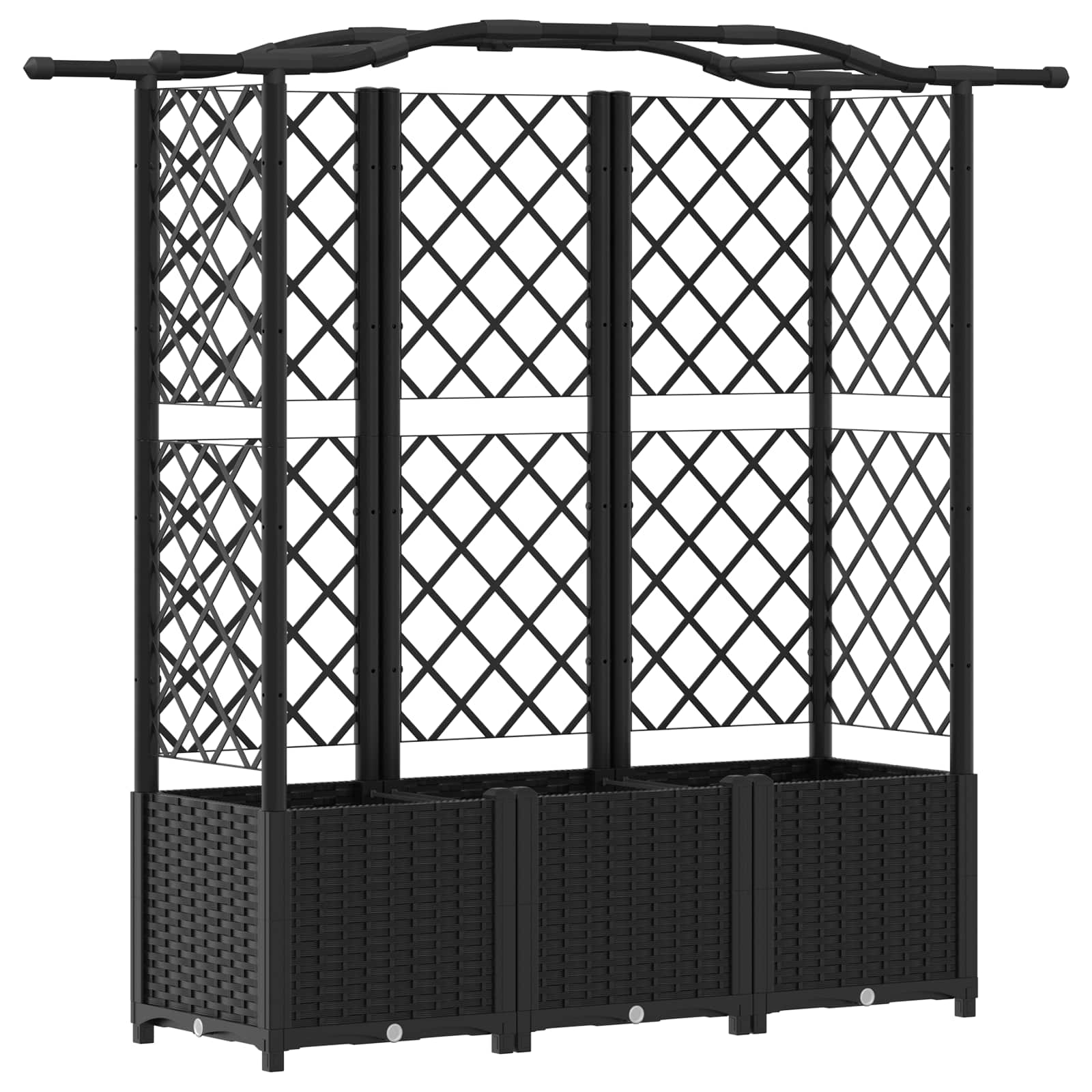 vidaXL Podniesione łóżko z kratką i dachem Czarny 163 x 40 x 138 cm PP
