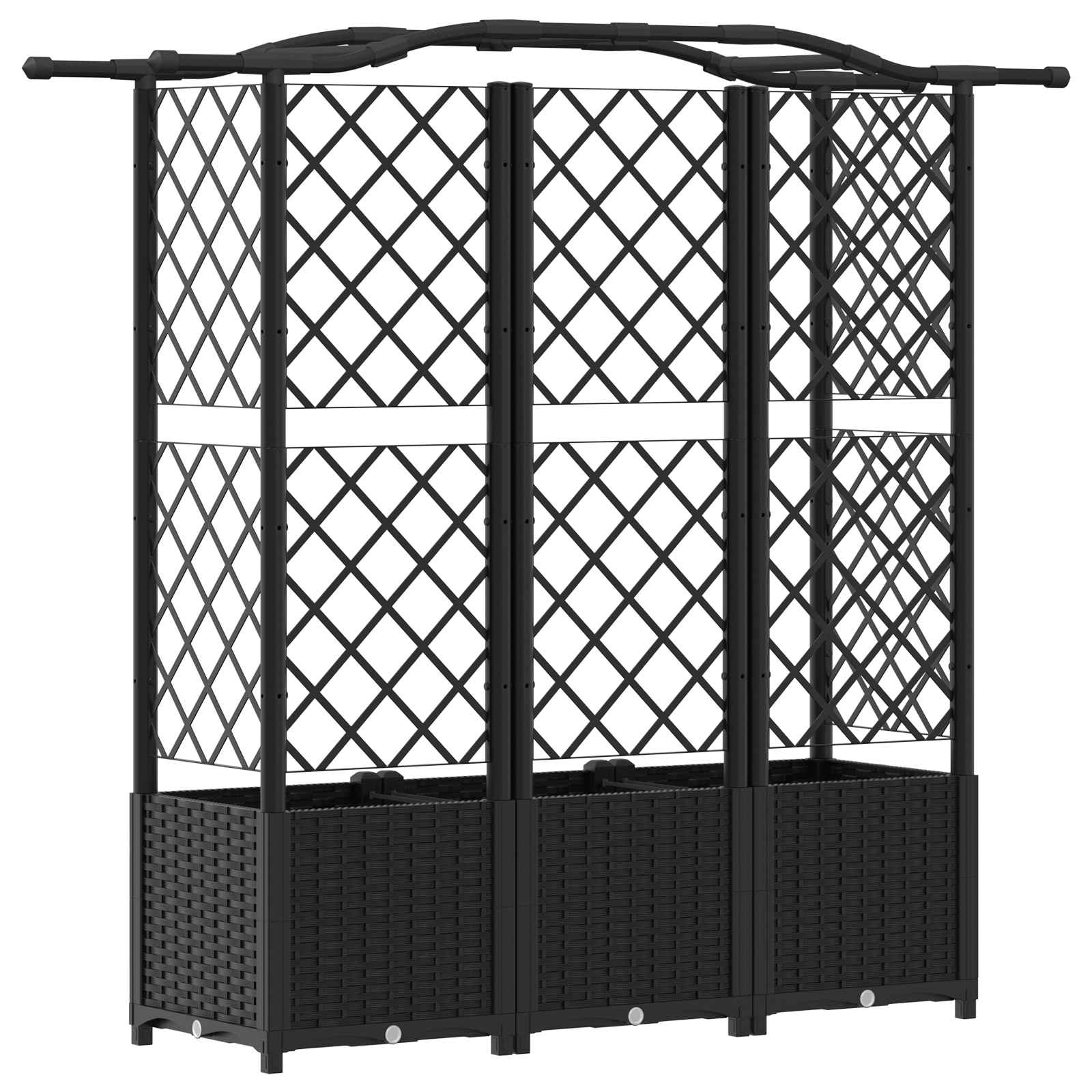 vidaXL Podniesione łóżko z kratką i dachem Czarny 163 x 40 x 138 cm PP