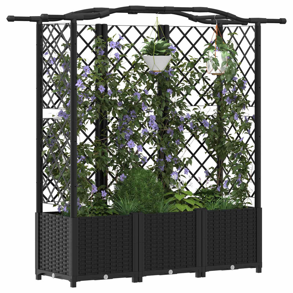 vidaXL Podniesione łóżko z kratką i dachem Czarny 163 x 40 x 138 cm PP