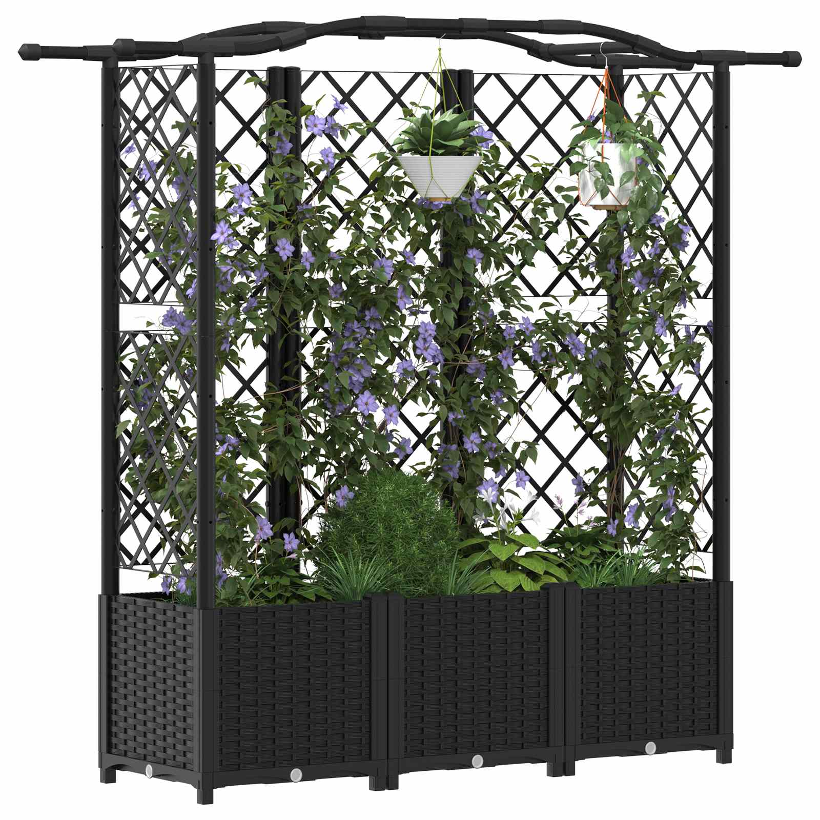 vidaXL Podniesione łóżko z kratką i dachem Czarny 163 x 40 x 138 cm PP