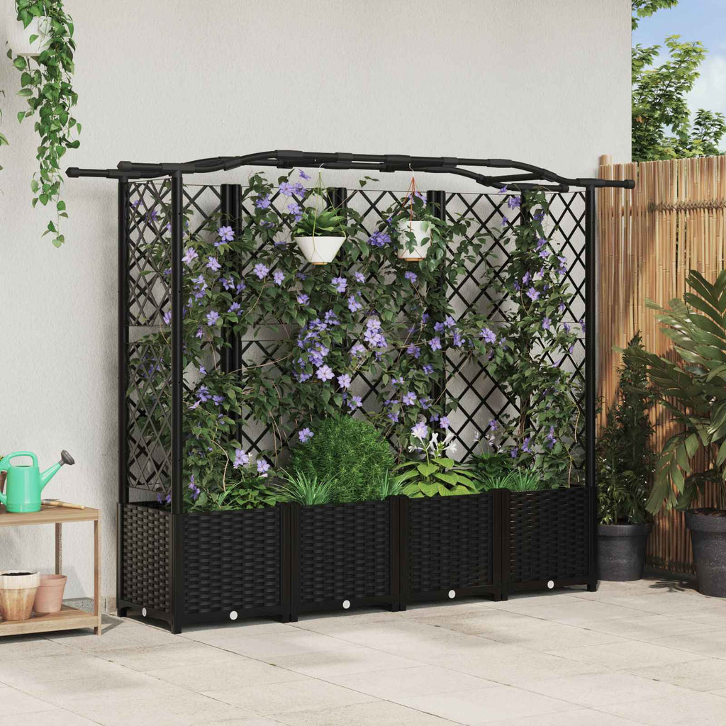 vidaXL Podniesione łóżko z kratką i dachem Czarny 204 x 40 x 138 cm PP