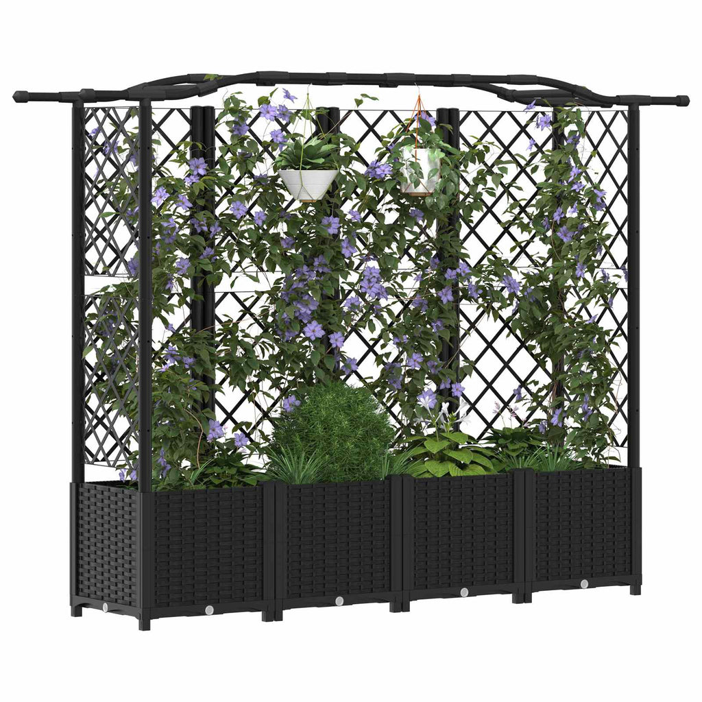 vidaXL Podniesione łóżko z kratką i dachem Czarny 204 x 40 x 138 cm PP