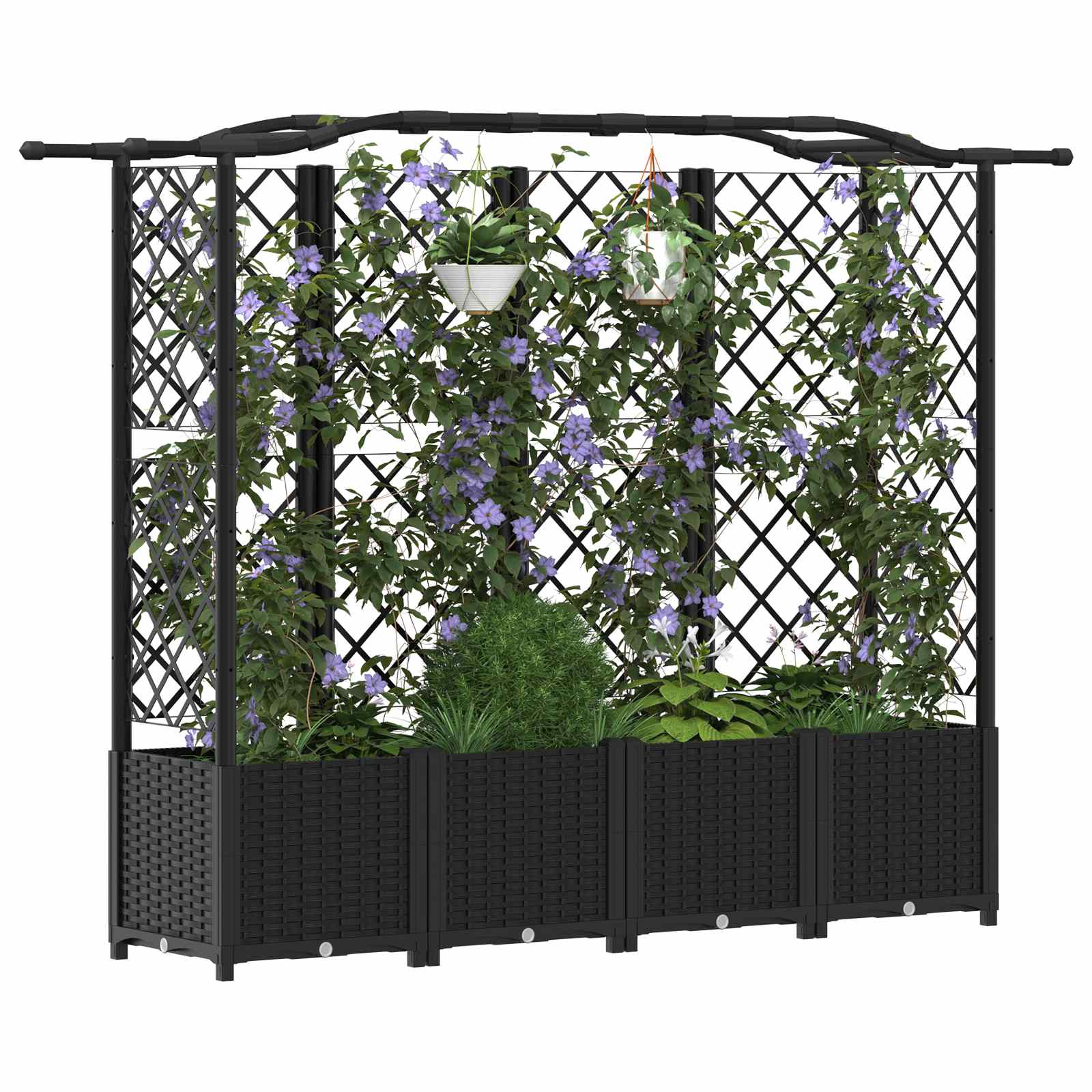vidaXL Podniesione łóżko z kratką i dachem Czarny 204 x 40 x 138 cm PP