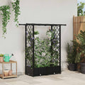 vidaXL Podniesione łóżko z kratką i dachem Czarny 122,5 x 40 x 121 cm