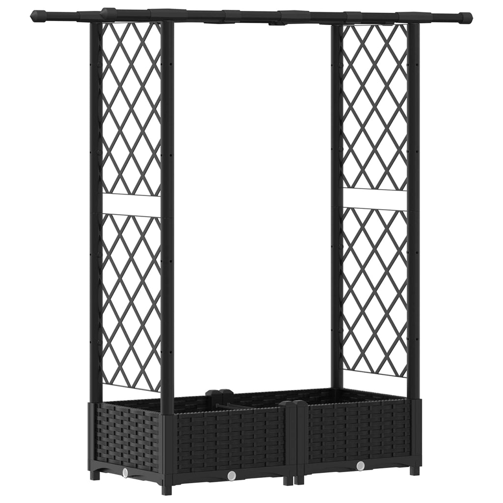 vidaXL Podniesione łóżko z kratką i dachem Czarny 122,5 x 40 x 121 cm