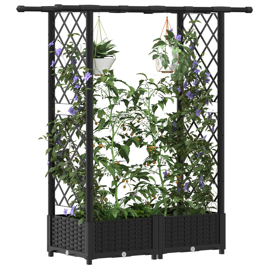 vidaXL Podniesione łóżko z kratką i dachem Czarny 122,5 x 40 x 121 cm