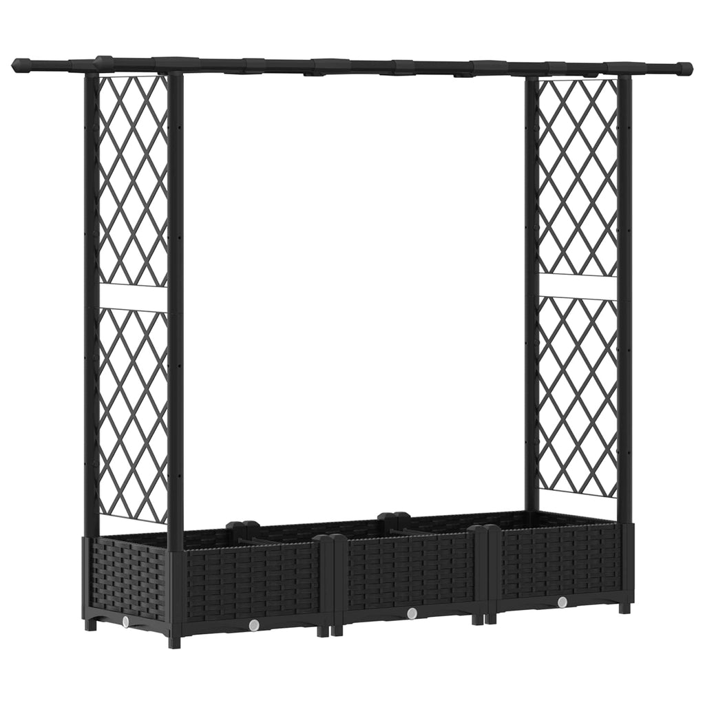 vidaXL Podniesione łóżko z kratką i dachem Czarny 164 x 40 x 121 cm PP