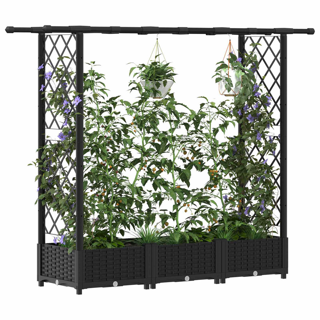 vidaXL Podniesione łóżko z kratką i dachem Czarny 164 x 40 x 121 cm PP