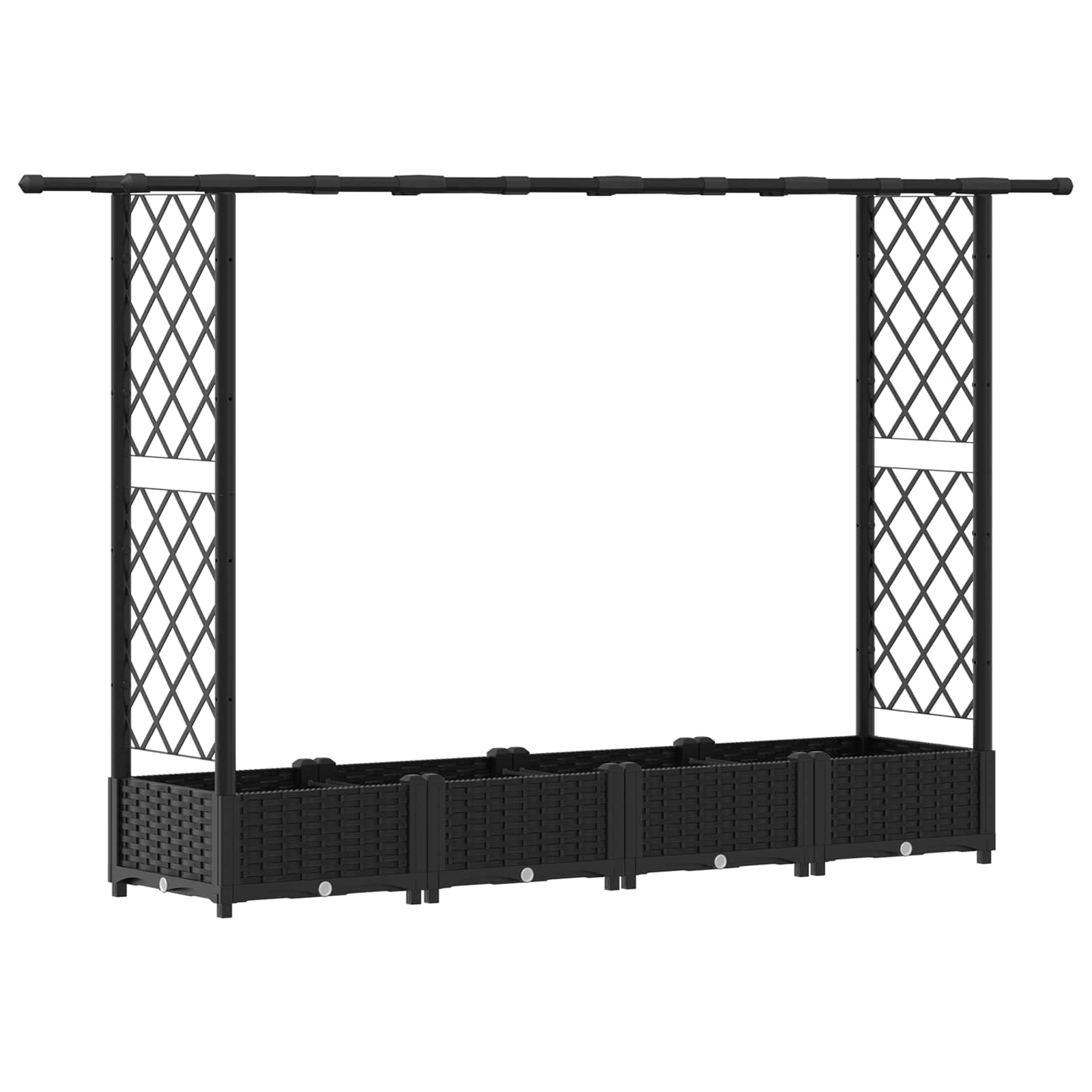 vidaXL Podniesione łóżko z kratką i dachem Czarny 203 x 40 x 121 cm PP