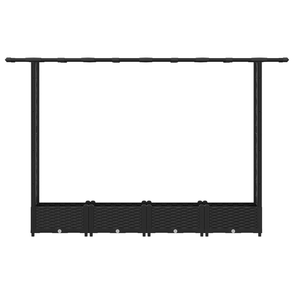 vidaXL Podniesione łóżko z kratką i dachem Czarny 203 x 40 x 121 cm PP