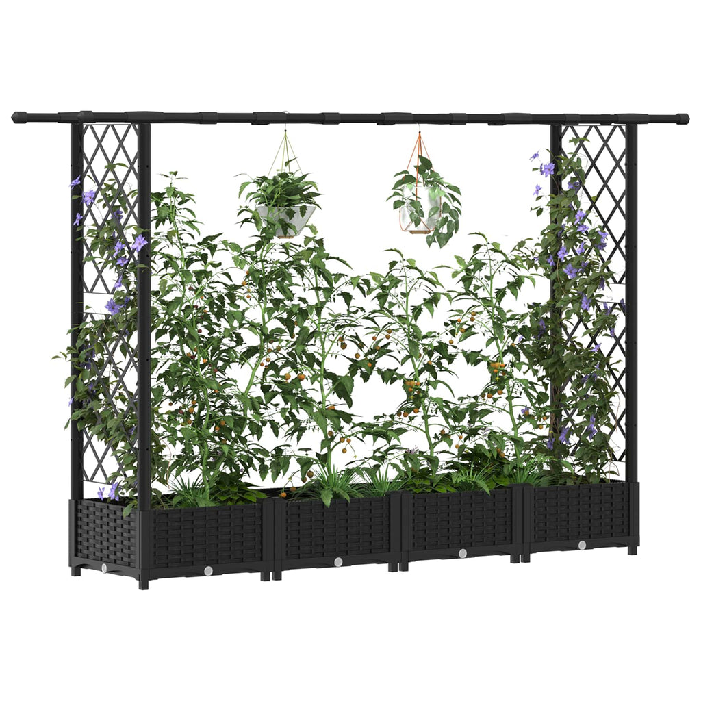 vidaXL Podniesione łóżko z kratką i dachem Czarny 203 x 40 x 121 cm PP