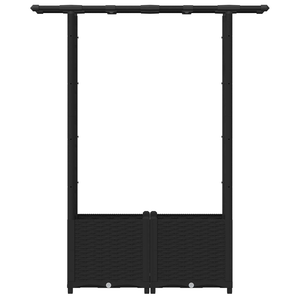 vidaXL Podniesione łóżko z kratką i dachem Czarny 124,5 x 40 x 136 cm