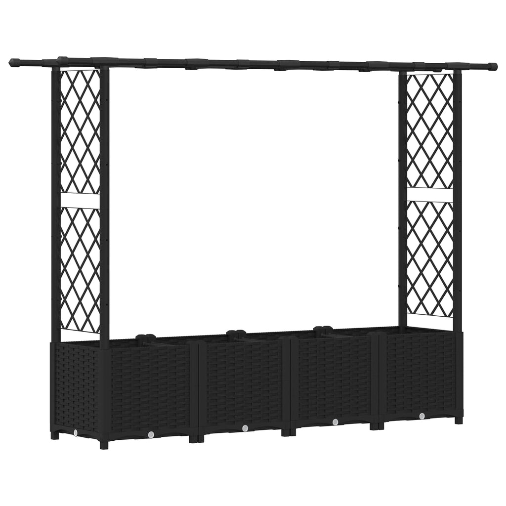 vidaXL Podniesione łóżko z kratką i dachem Czarny 203 x 40 x 136 cm PP