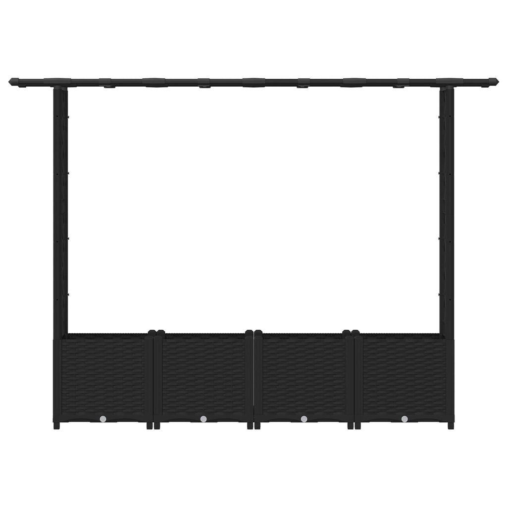 vidaXL Podniesione łóżko z kratką i dachem Czarny 203 x 40 x 136 cm PP