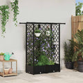 vidaXL Podniesione łóżko z kratką i dachem Czarny 124 x 40 x 121 cm PP