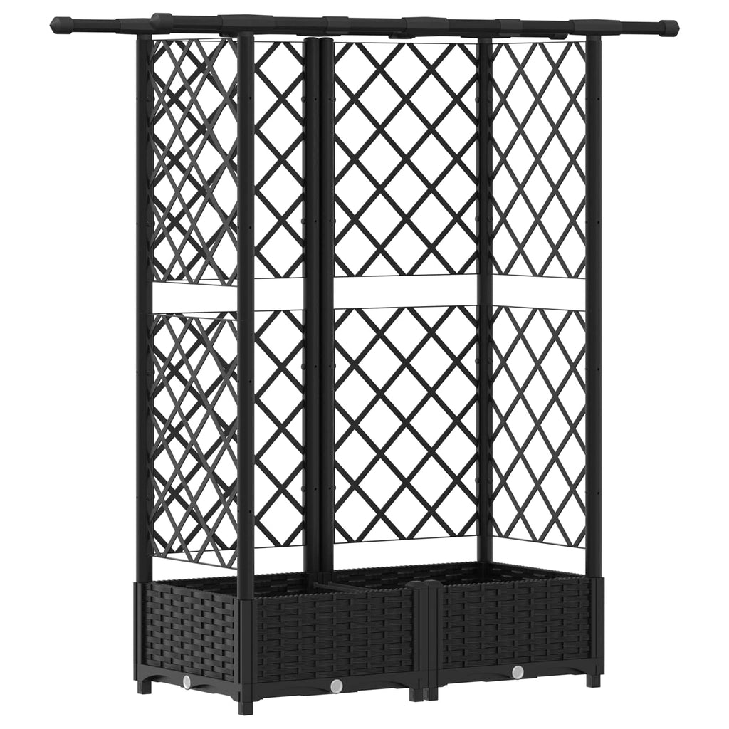 vidaXL Podniesione łóżko z kratką i dachem Czarny 124 x 40 x 121 cm PP