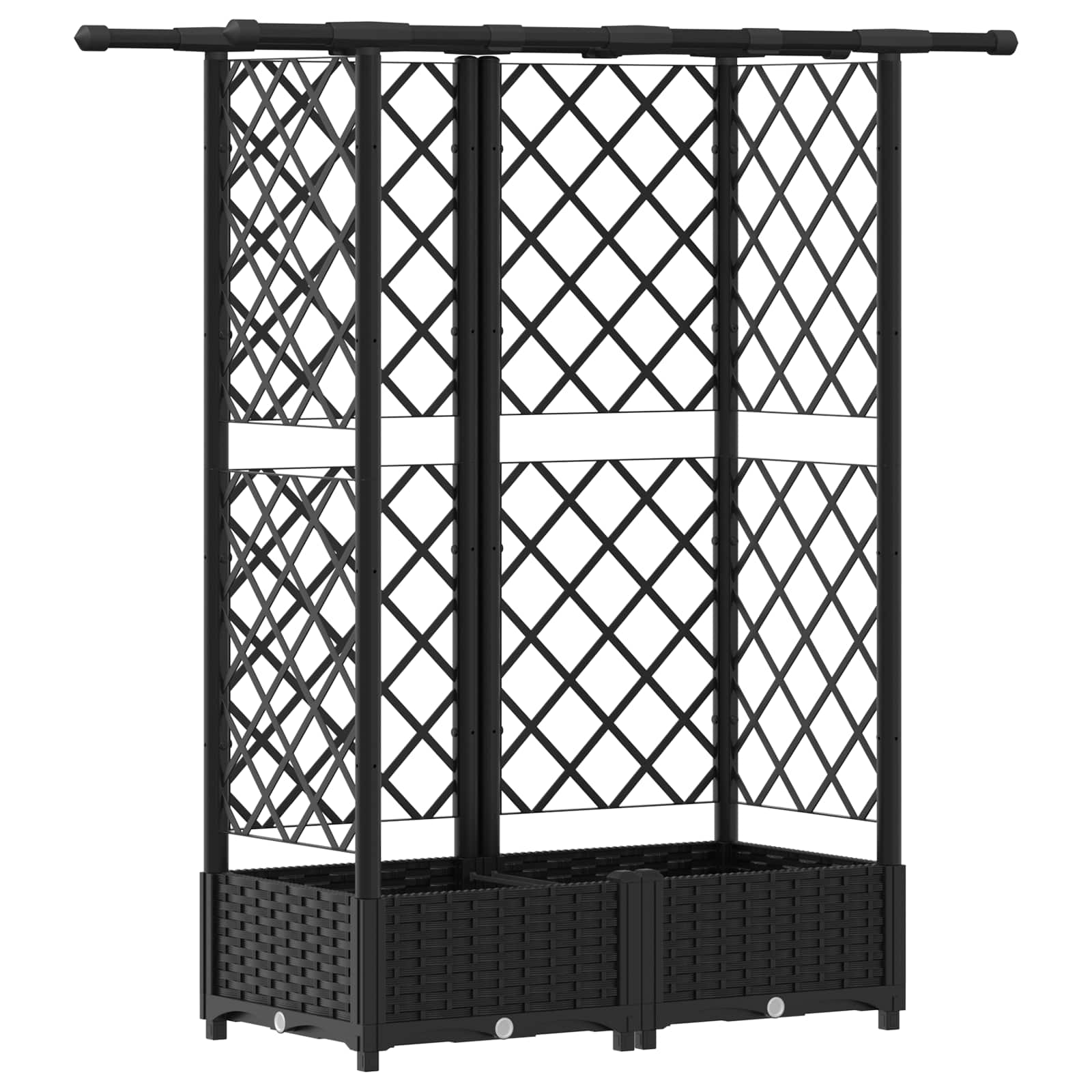 vidaXL Podniesione łóżko z kratką i dachem Czarny 124 x 40 x 121 cm PP