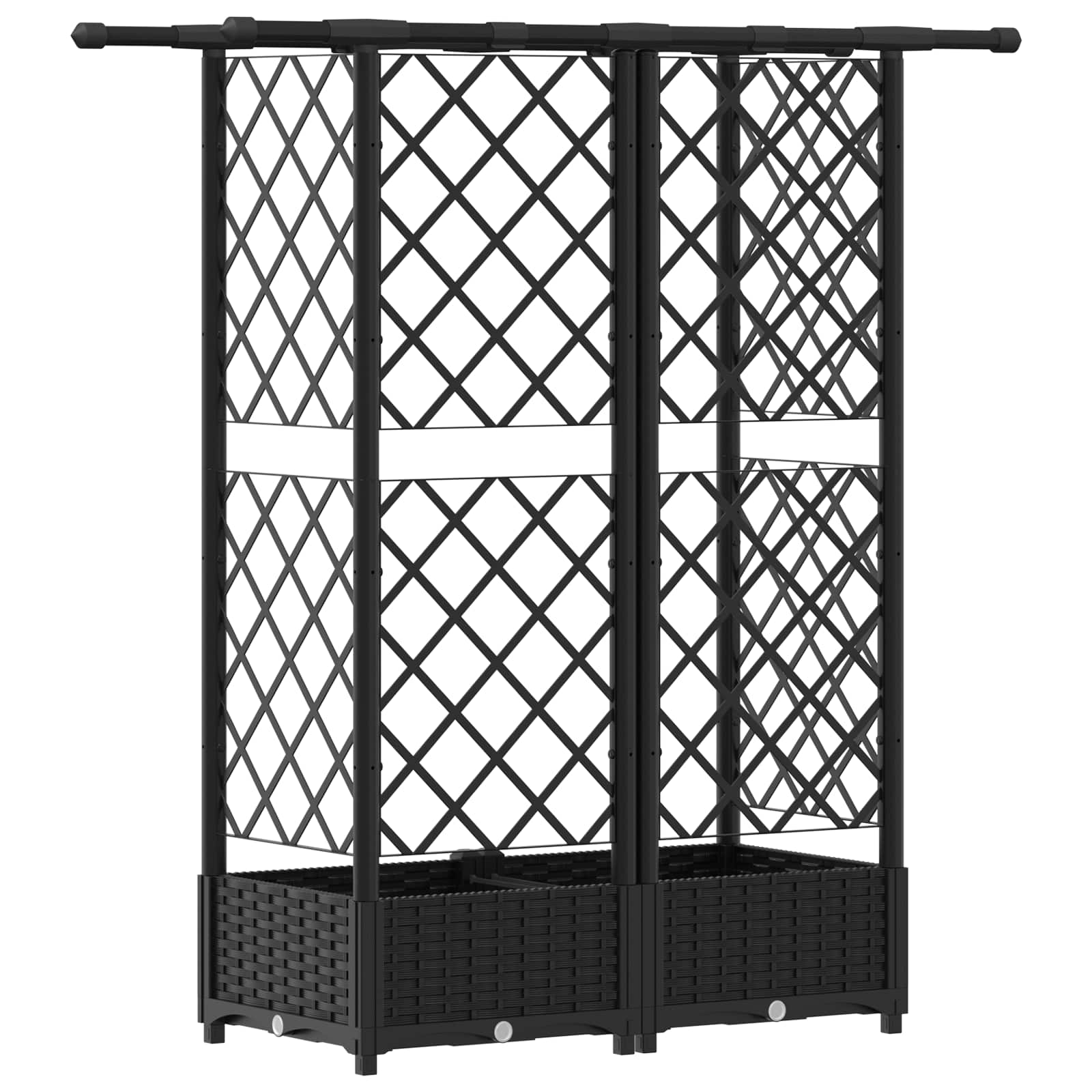 vidaXL Podniesione łóżko z kratką i dachem Czarny 124 x 40 x 121 cm PP