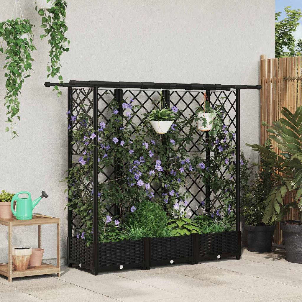 vidaXL Podniesione łóżko z kratką i dachem Czarny 164 x 40 x 121 cm PP