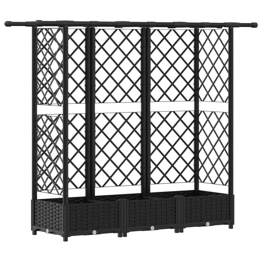 vidaXL Podniesione łóżko z kratką i dachem Czarny 164 x 40 x 121 cm PP