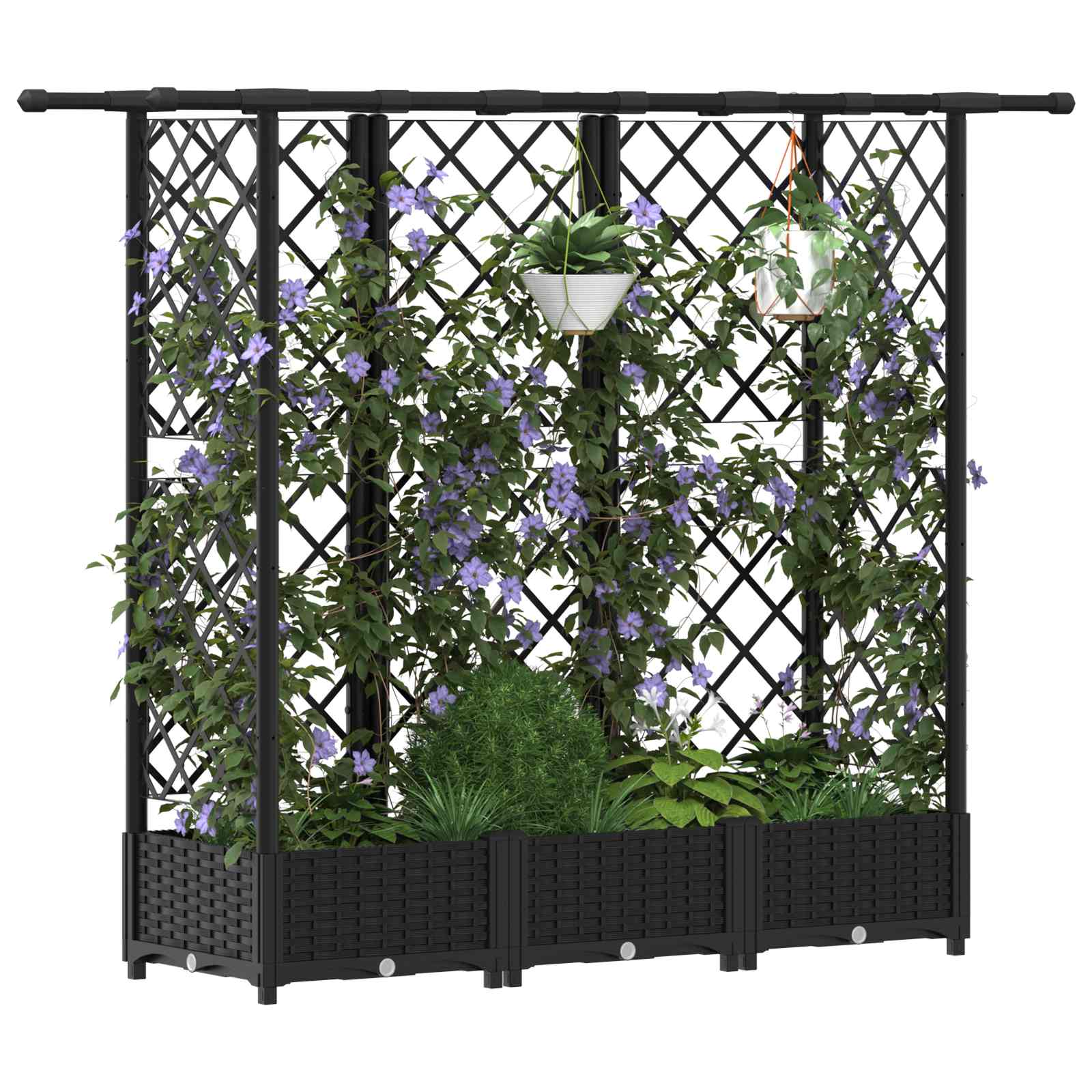 vidaXL Podniesione łóżko z kratką i dachem Czarny 164 x 40 x 121 cm PP