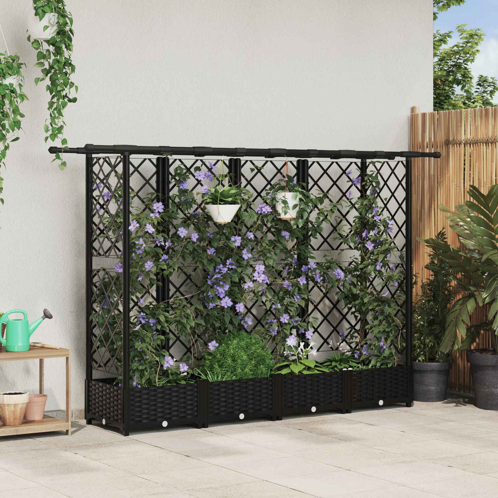 vidaXL Podniesione łóżko z kratką i dachem Czarny 202,5 x 40 x 121 cm