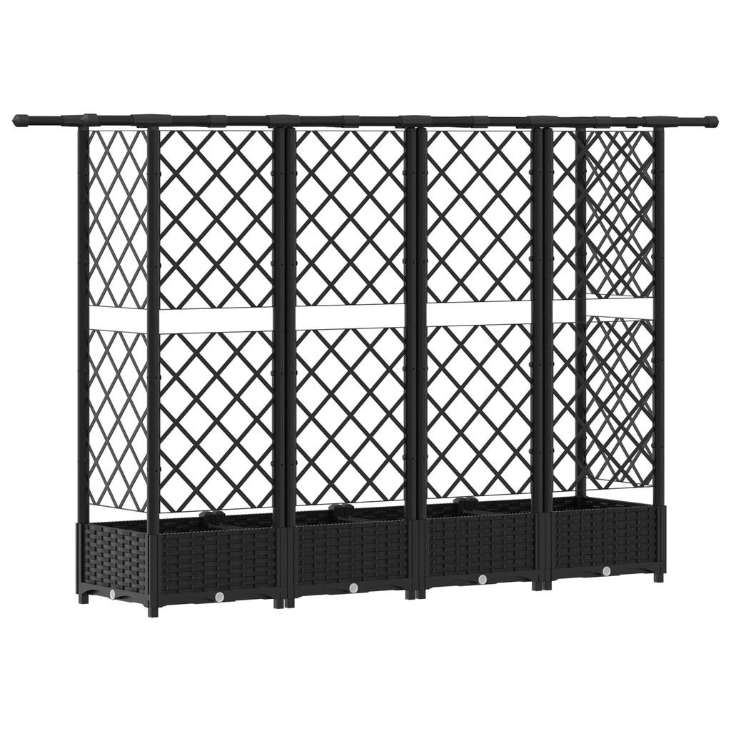 vidaXL Podniesione łóżko z kratką i dachem Czarny 202,5 x 40 x 121 cm