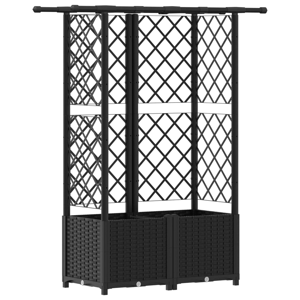 vidaXL Podniesione łóżko z kratką i dachem Czarny 124 x 40 x 136 cm PP