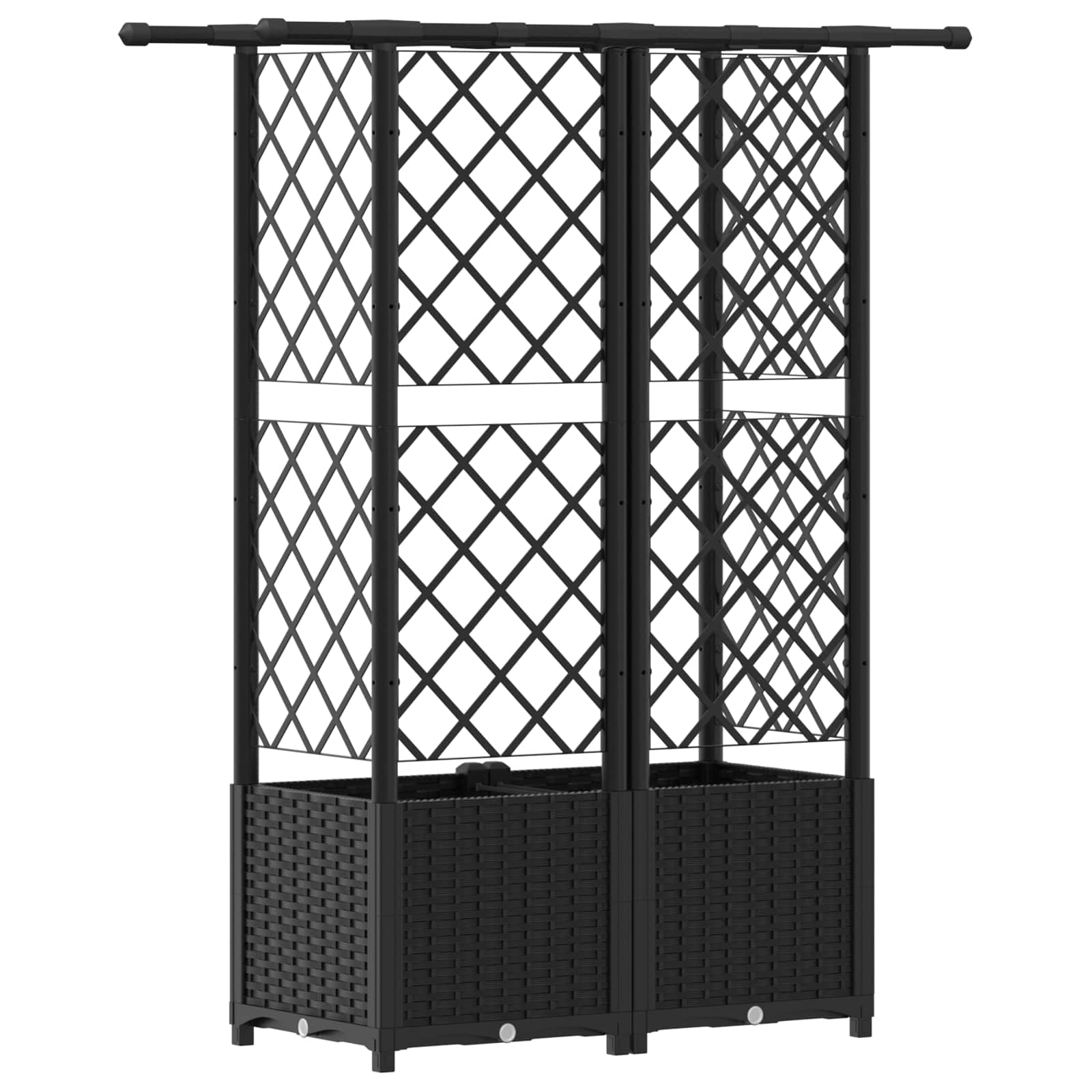 vidaXL Podniesione łóżko z kratką i dachem Czarny 124 x 40 x 136 cm PP