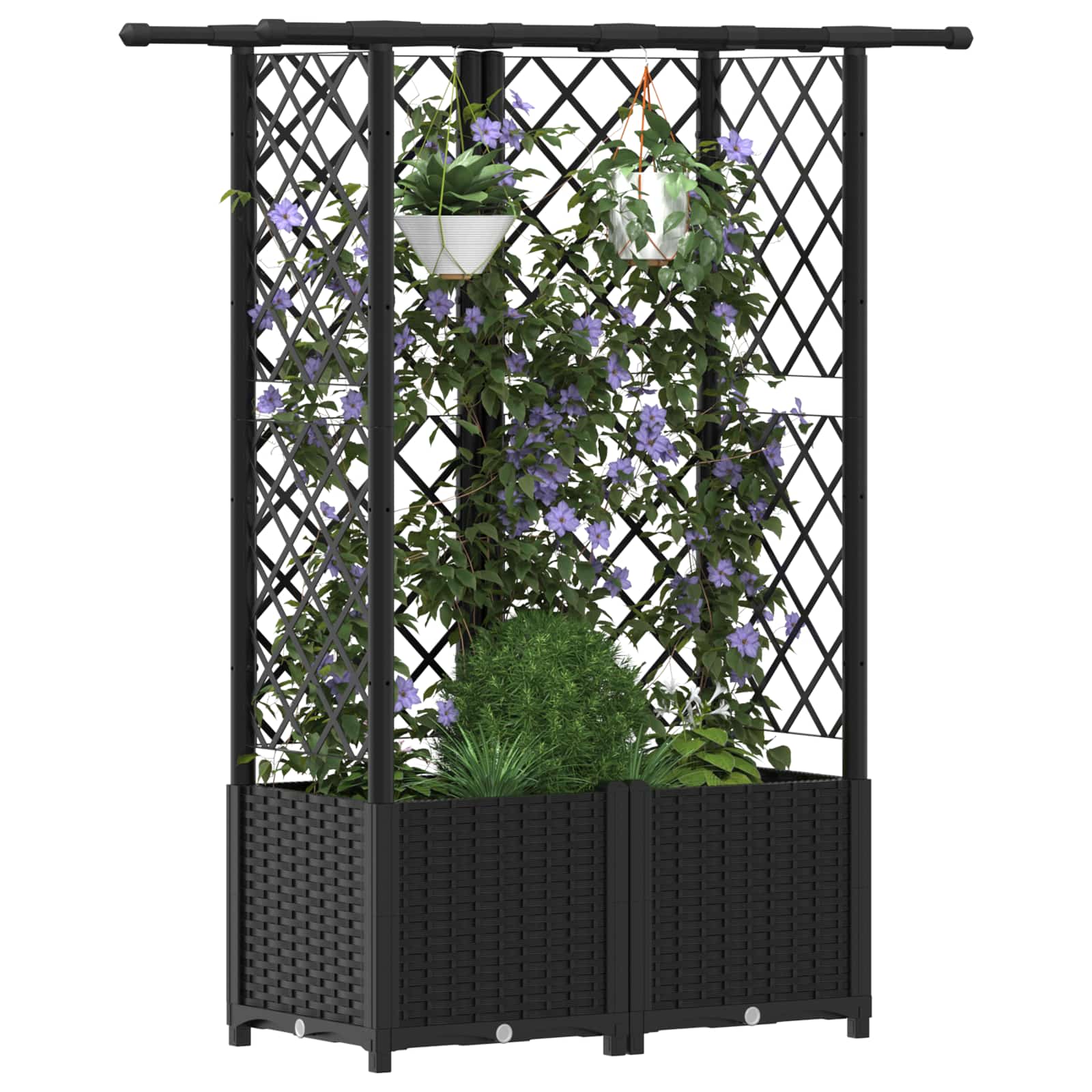 vidaXL Podniesione łóżko z kratką i dachem Czarny 124 x 40 x 136 cm PP