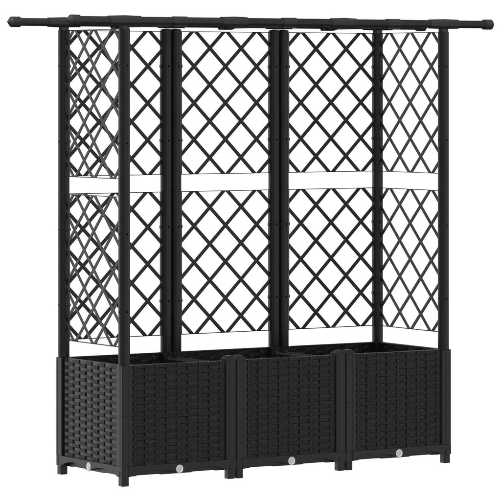 vidaXL Podniesione łóżko z kratką i dachem Czarny 163,5 x 40 x 136 cm