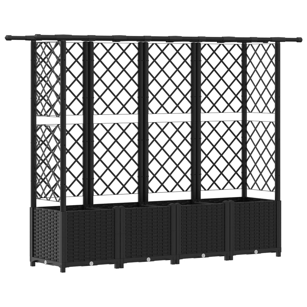 vidaXL Podniesione łóżko z kratką i dachem Czarny 202 x 40 x 136 cm PP