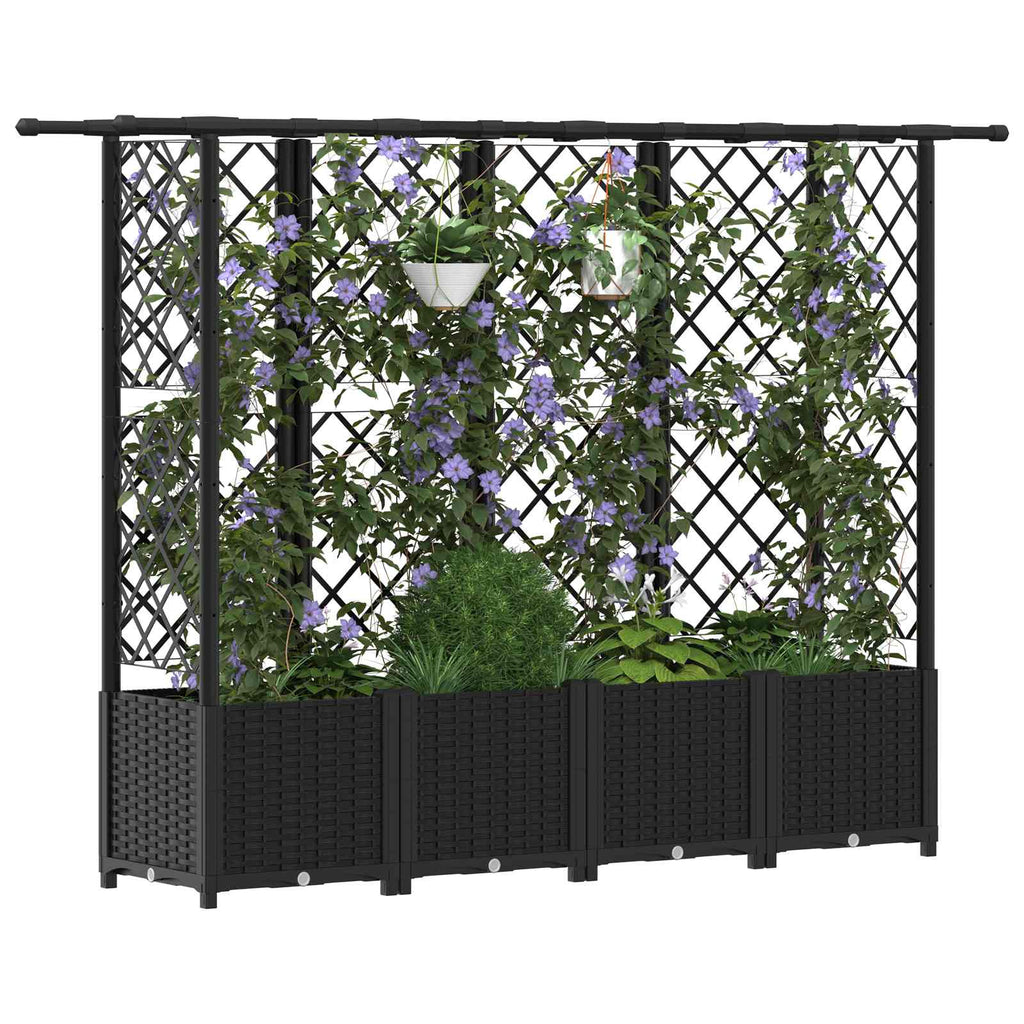 vidaXL Podniesione łóżko z kratką i dachem Czarny 202 x 40 x 136 cm PP