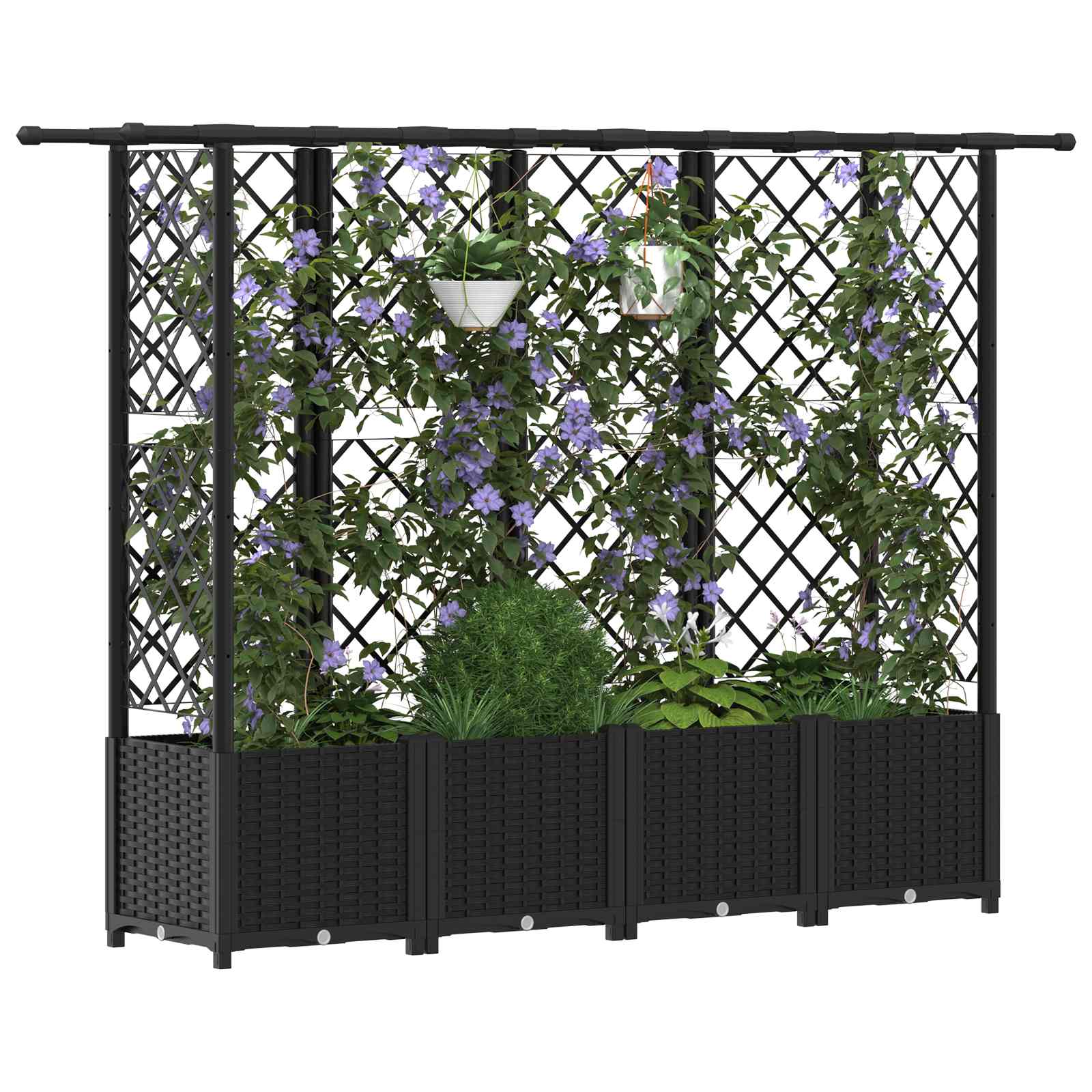 vidaXL Podniesione łóżko z kratką i dachem Czarny 202 x 40 x 136 cm PP