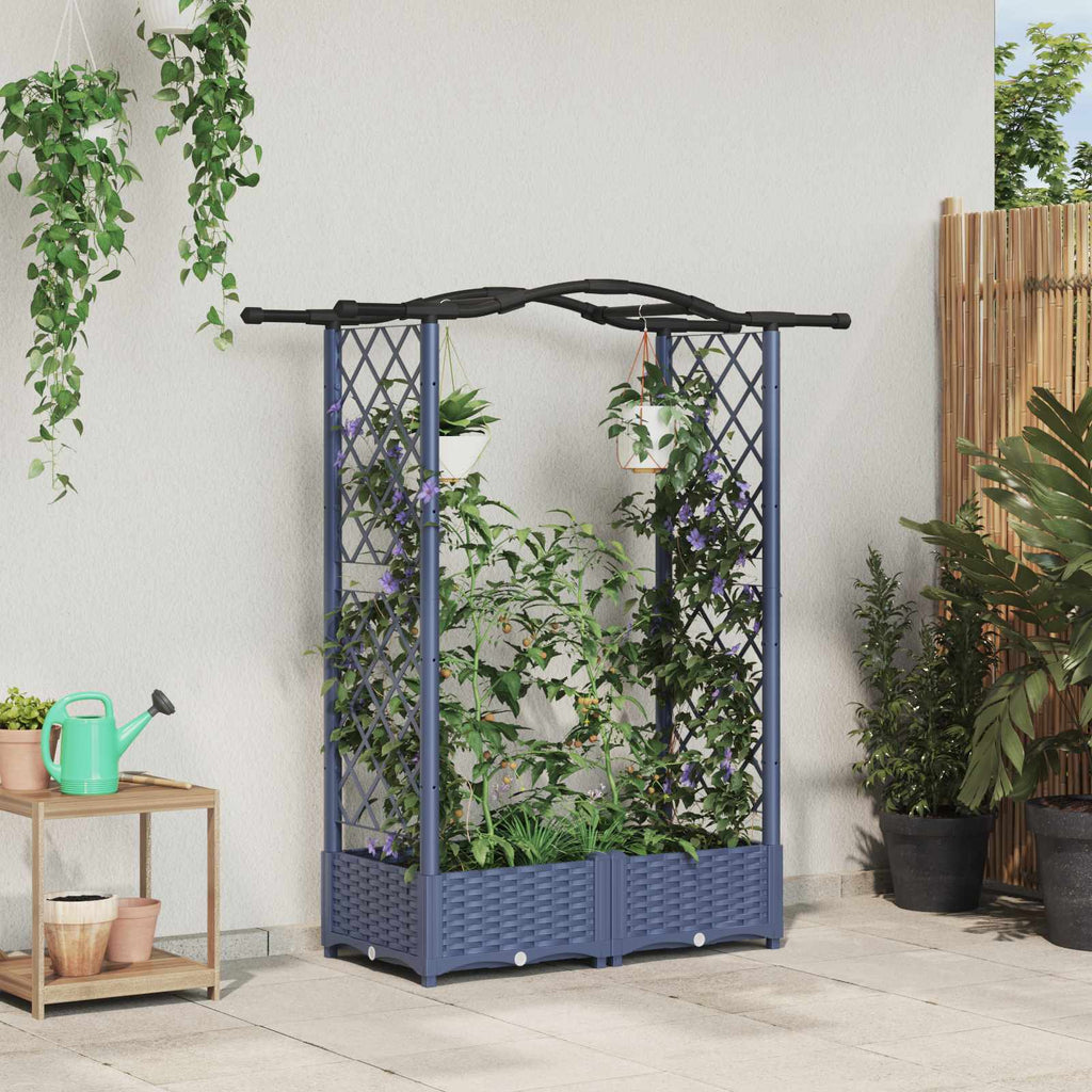 vidaXL Podniesione łóżko z kratką i dachem Szary 124 x 40 x 123 cm PP