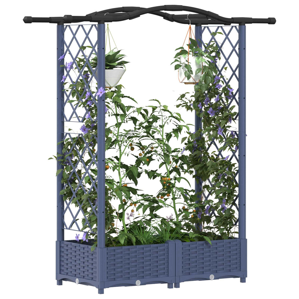 vidaXL Podniesione łóżko z kratką i dachem Szary 124 x 40 x 123 cm PP