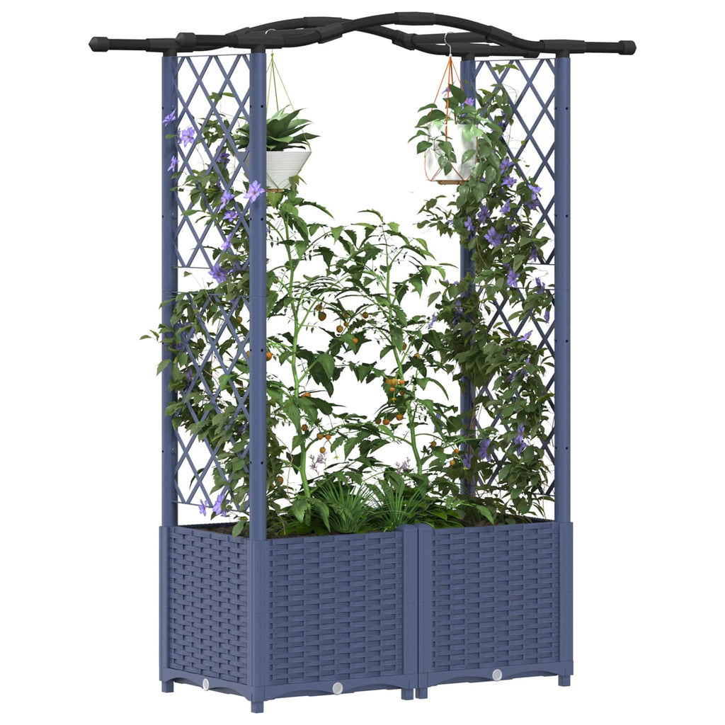 vidaXL Podniesione łóżko z kratką i dachem Szary 125 x 40 x 138 cm PP