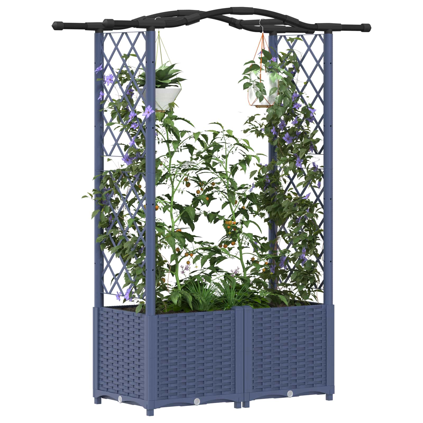 vidaXL Podniesione łóżko z kratką i dachem Szary 125 x 40 x 138 cm PP
