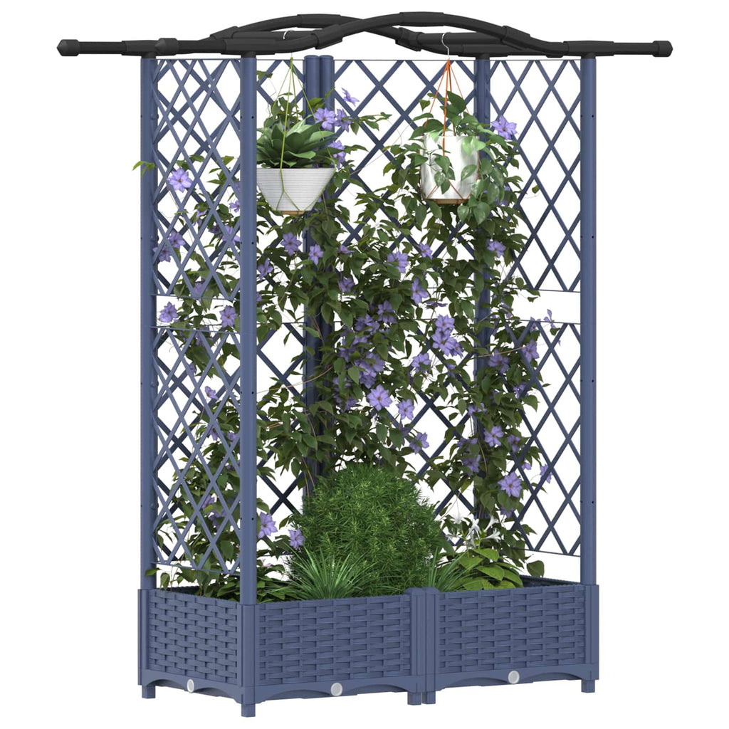 vidaXL Podniesione łóżko z kratką i dachem Szary 124 x 40 x 123 cm PP