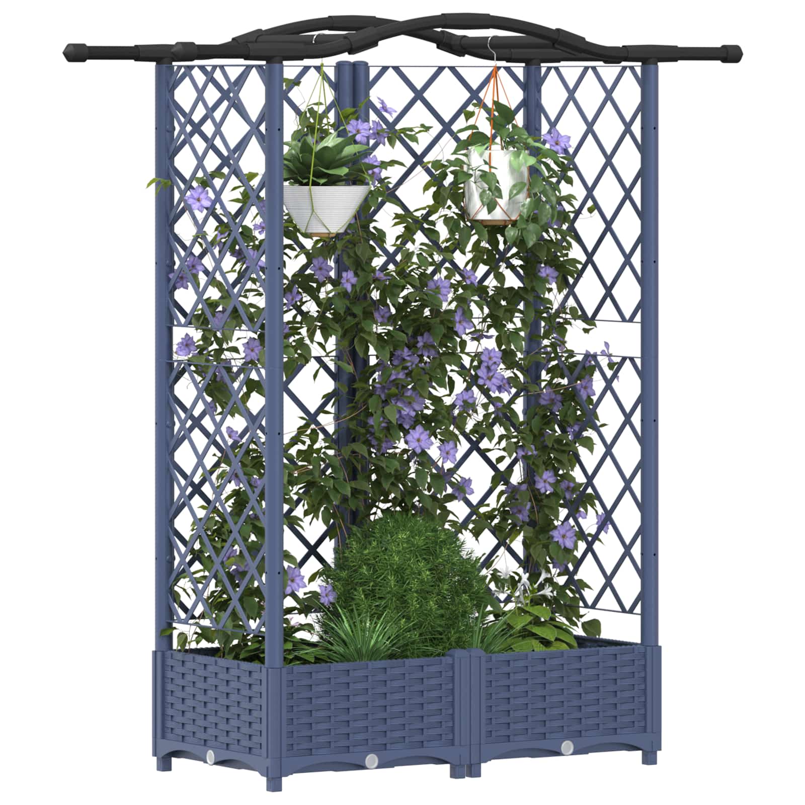 vidaXL Podniesione łóżko z kratką i dachem Szary 124 x 40 x 123 cm PP