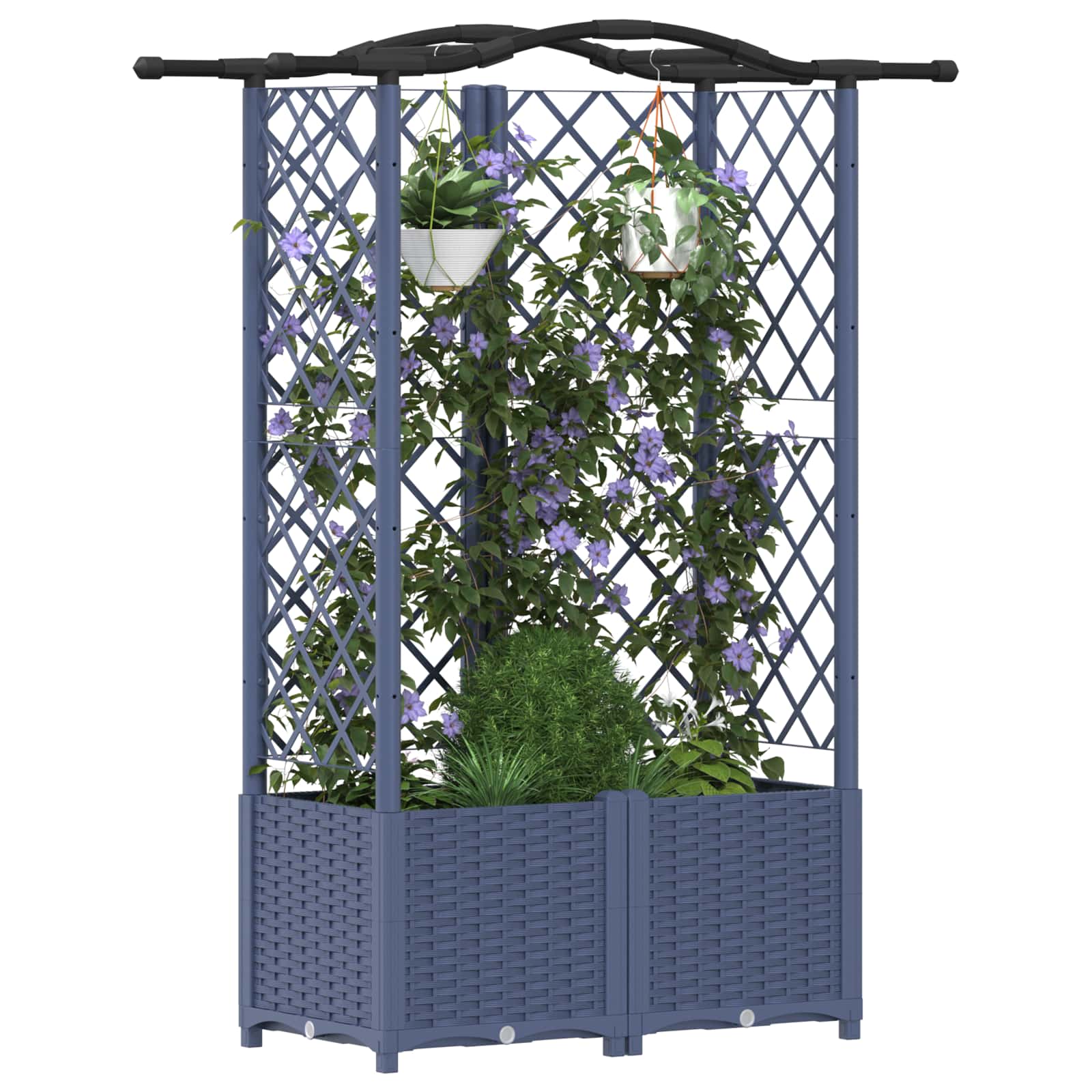 vidaXL Podniesione łóżko z kratką i dachem Szary 122 x 40 x 138 cm PP