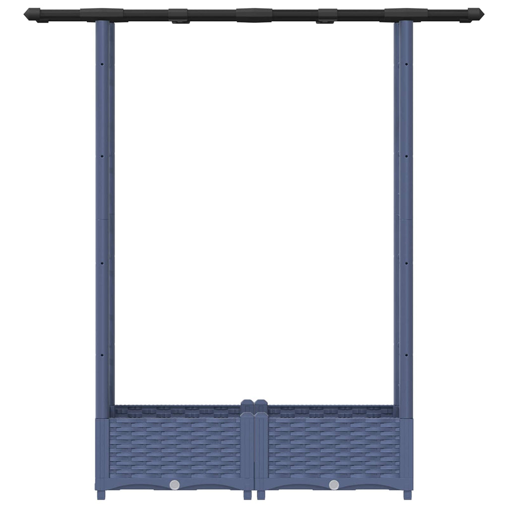 vidaXL Podniesione łóżko z kratką i dachem Szary 122,5 x 40 x 121 cm