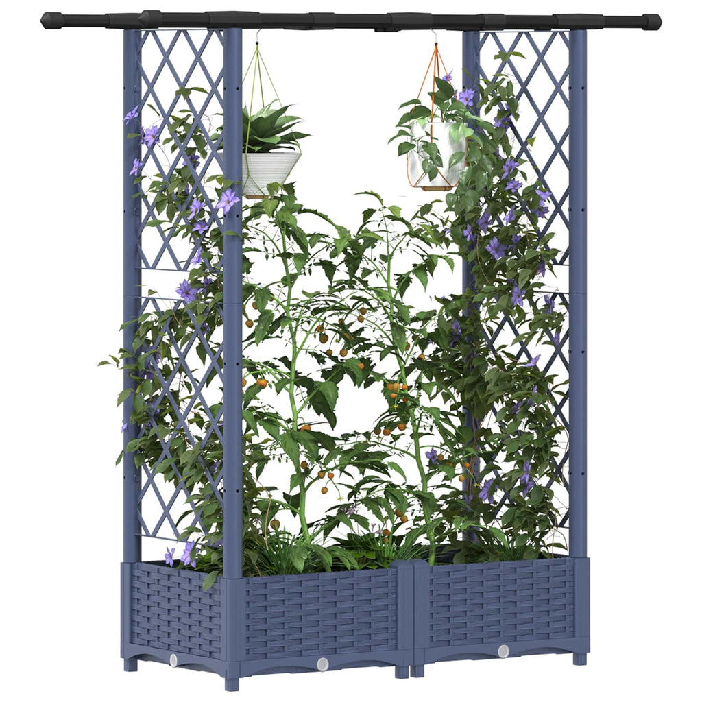 vidaXL Podniesione łóżko z kratką i dachem Szary 122,5 x 40 x 121 cm