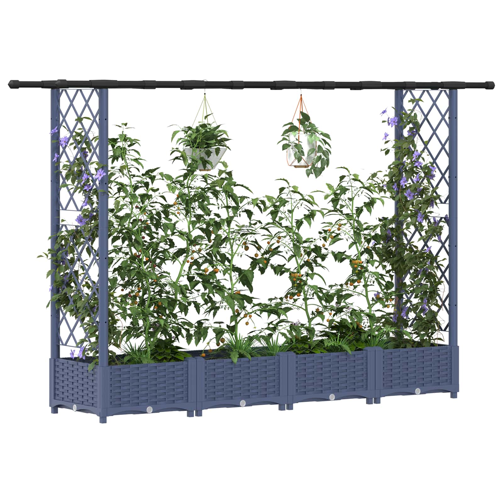 vidaXL Podniesione łóżko z kratką i dachem Szary 203 x 40 x 121 cm PP