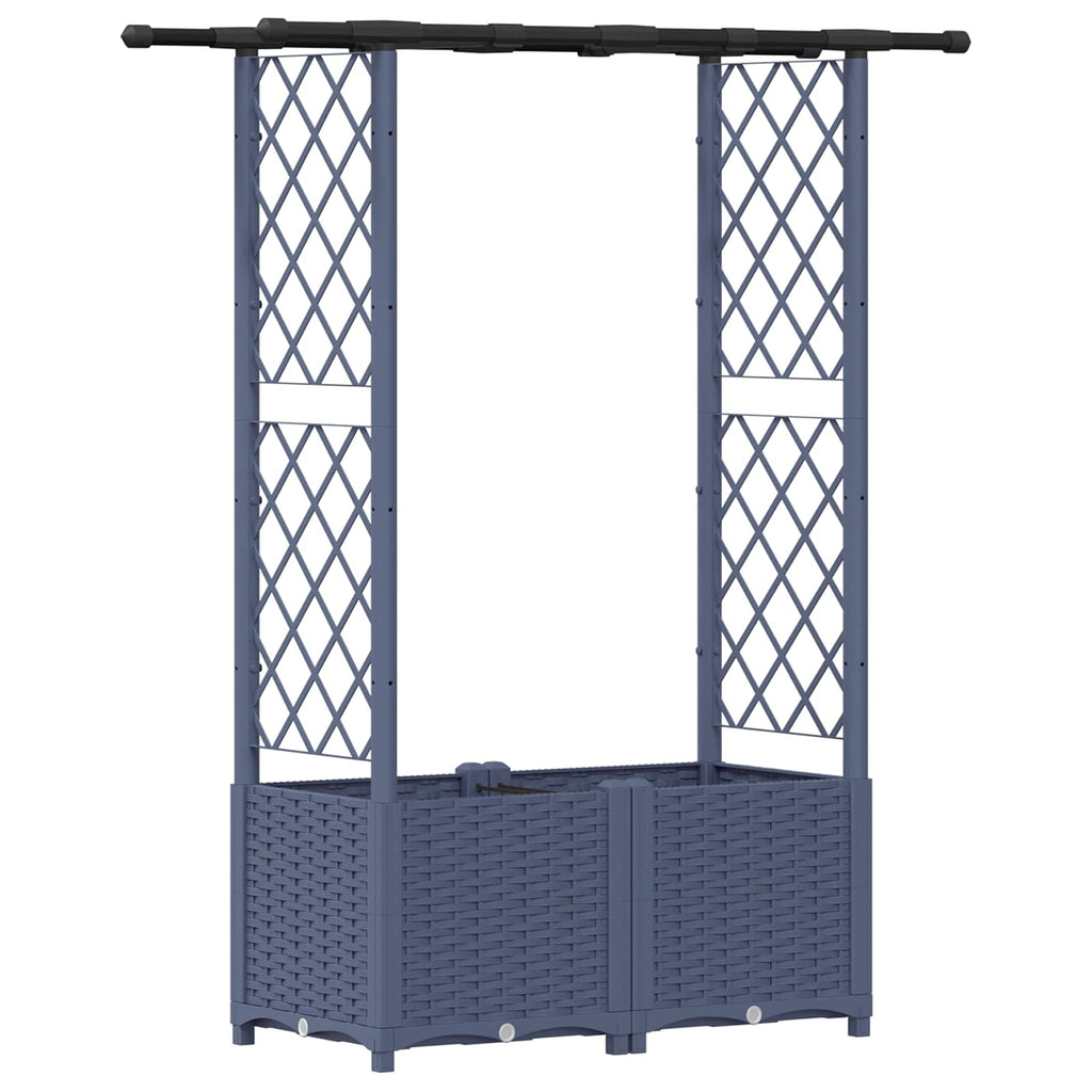 vidaXL Podniesione łóżko z kratką i dachem Szary 124,5 x 40 x 136 cm