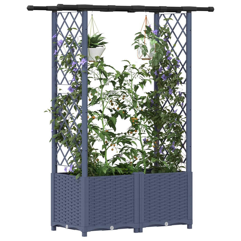 vidaXL Podniesione łóżko z kratką i dachem Szary 124,5 x 40 x 136 cm