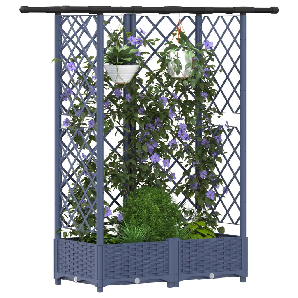 vidaXL Podniesione łóżko z kratką i dachem Szary 124 x 40 x 121 cm PP