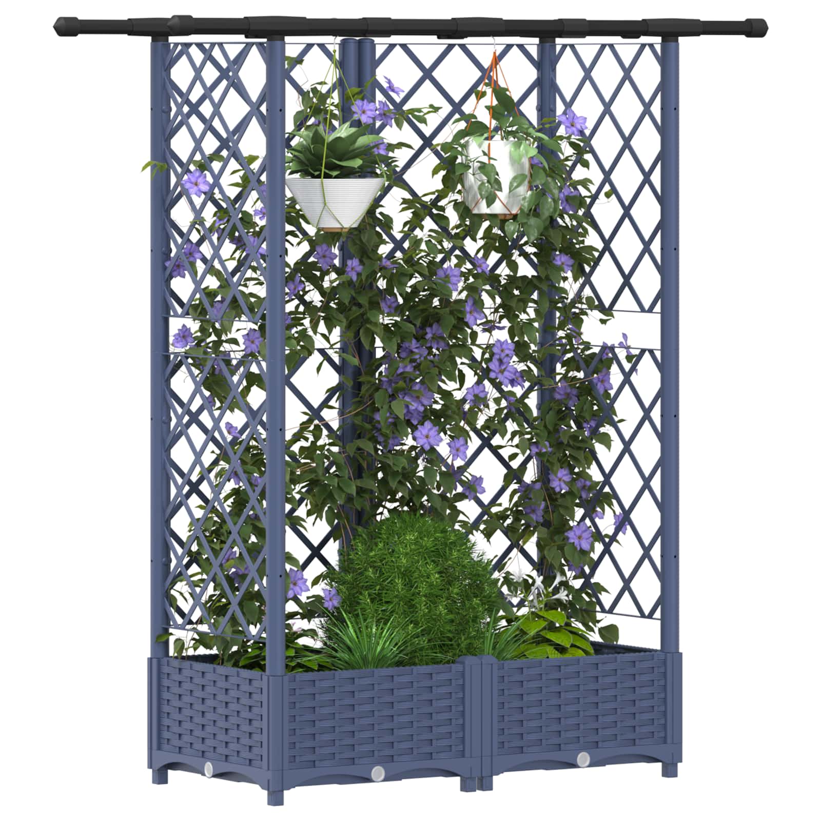 vidaXL Podniesione łóżko z kratką i dachem Szary 124 x 40 x 121 cm PP