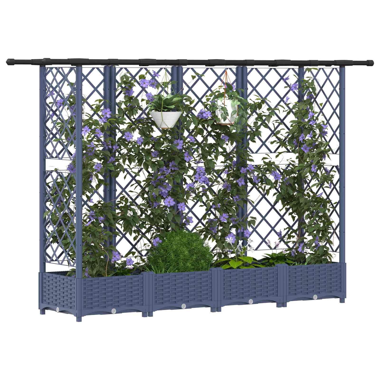 vidaXL Podniesione łóżko z kratką i dachem Szary 202,5 x 40 x 121 cm