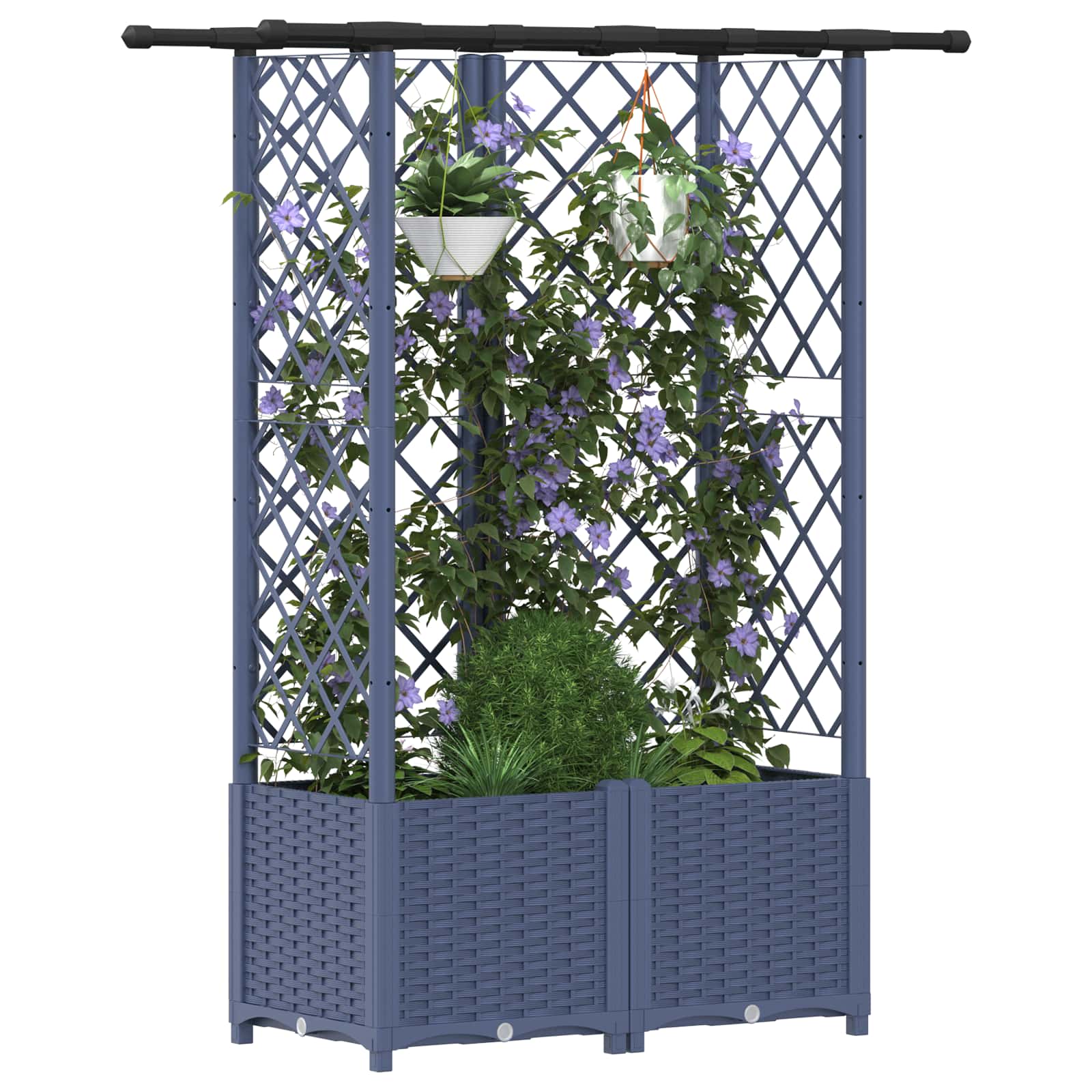 vidaXL Podniesione łóżko z kratką i dachem Szary 124 x 40 x 136 cm PP
